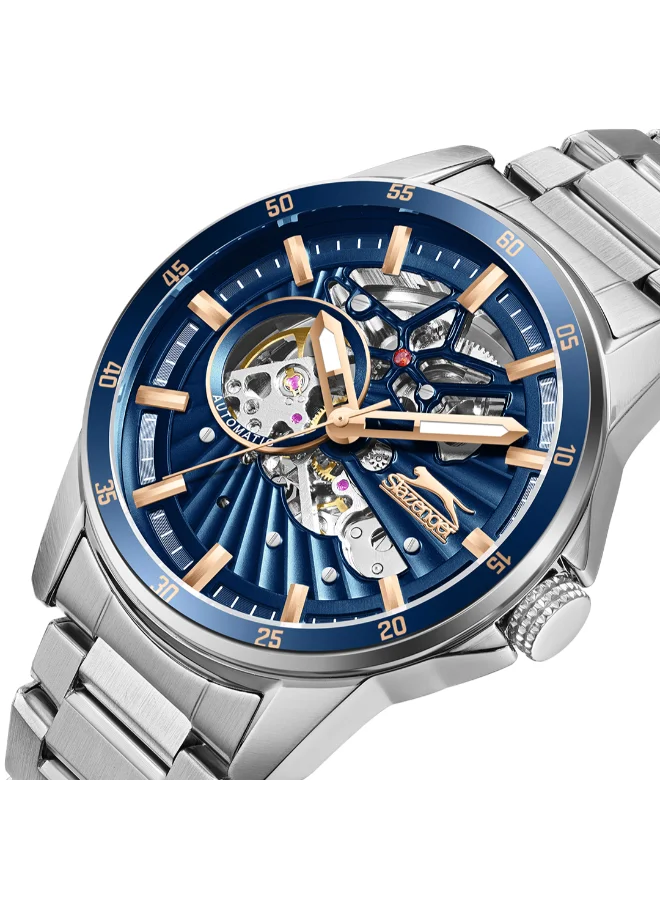 Slazenger Men's Automatic  Display Watch With Silver Metal Strap - SL.9.2413.1.01