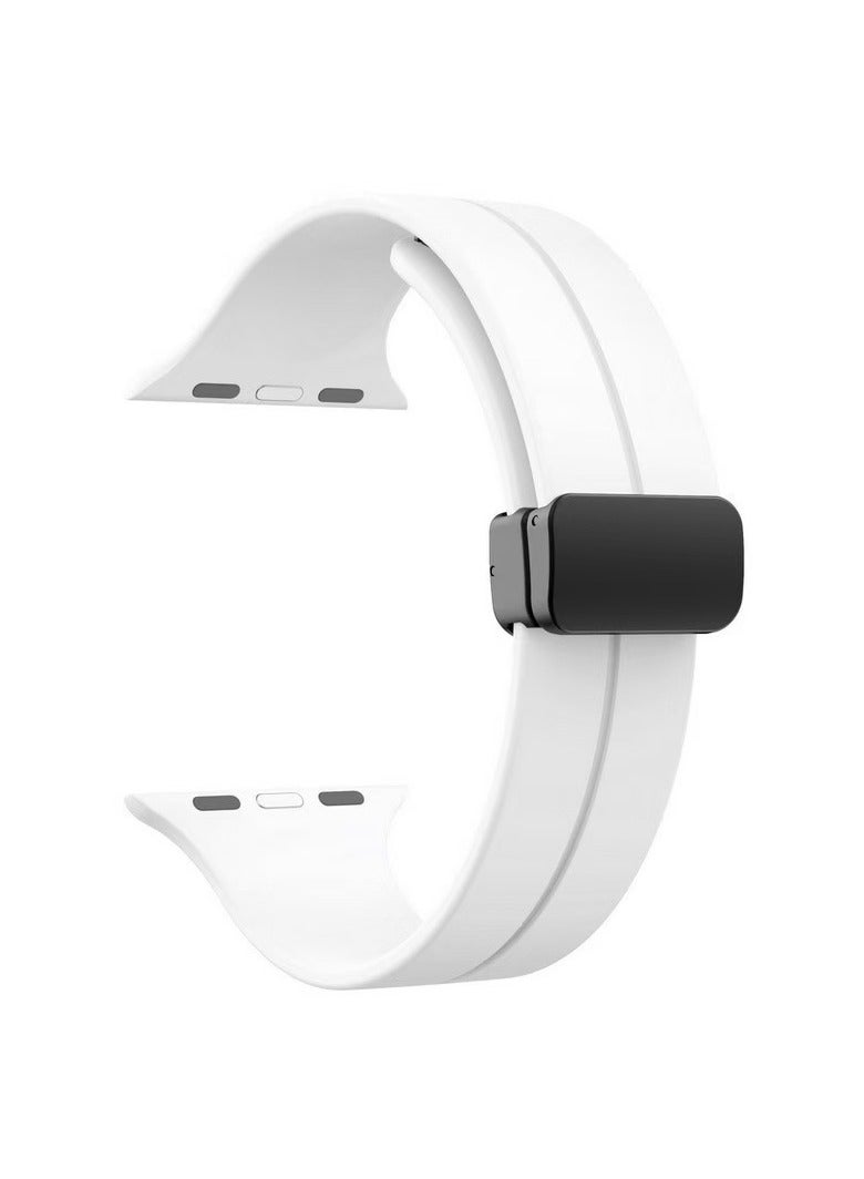 دكينج بالنسبة إلى LSPs: Apple Watch Series 10 iwatch حزام مشبك مغناطيسي قابل للطي 49 مم 45 مم 44 مم 42 مم للنساء والرجال ultraS9/8/7/6/5 أبيض / أسود - Image 2