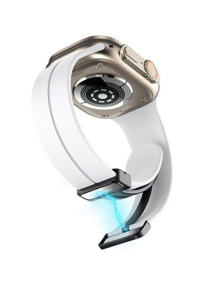 دكينج بالنسبة إلى LSPs: Apple Watch Series 10 iwatch حزام مشبك مغناطيسي قابل للطي 49 مم 45 مم 44 مم 42 مم للنساء والرجال ultraS9/8/7/6/5 أبيض / أسود - Image 3