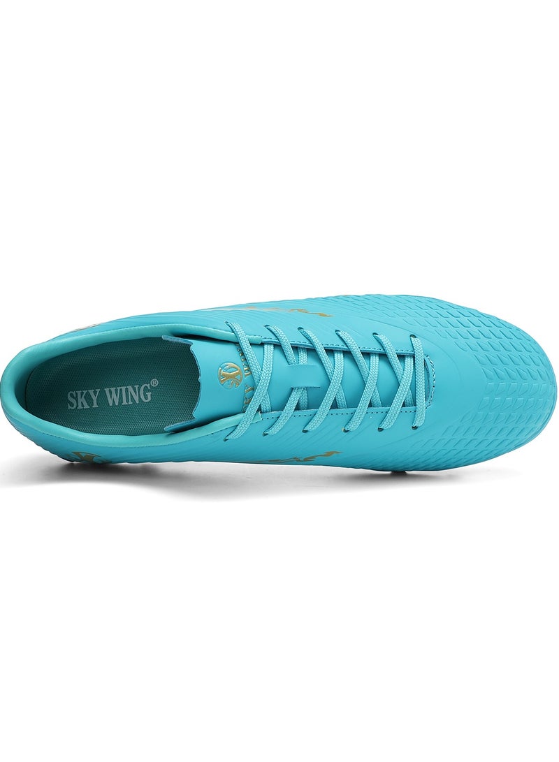 SKY WING Boy And Girl Soccer Shoes kids IC or IN Flat Sole Sport Shoes Flexible Athletic Outdoor Cleats Lace Up Light Weight Training Football Moon Gold - Image 5