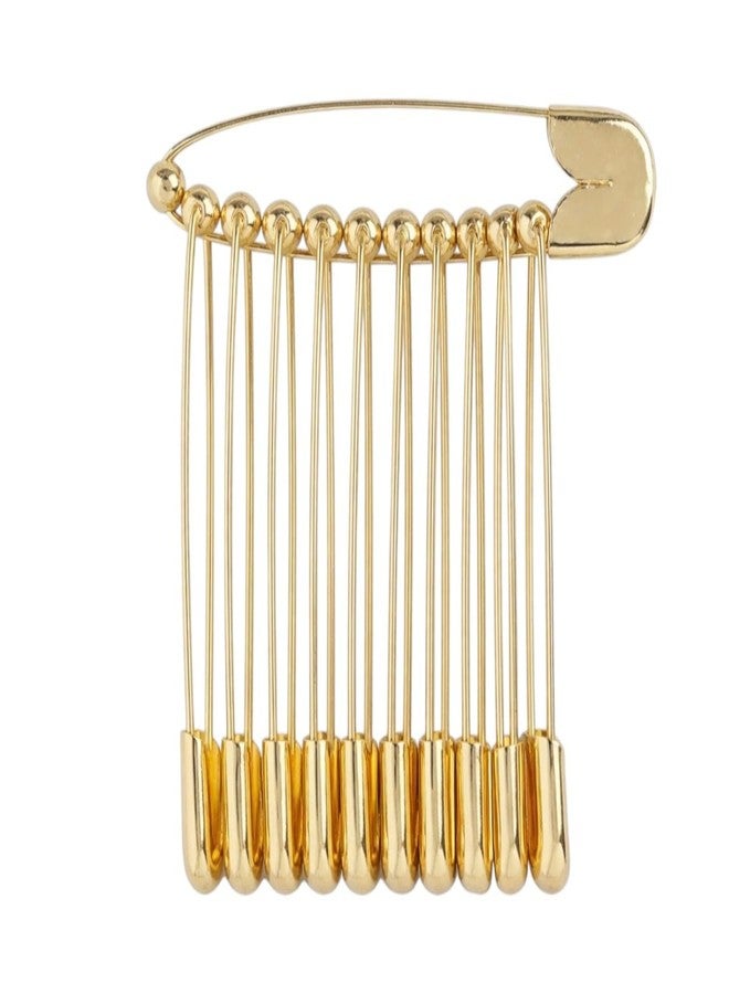 Accessher Gold Plated Shiny Stainless Steel Material Safety Pins/Metallic Saree Pins/Hijab Pins with Secured Closure for Women and Girls Pack of 12 pcs. - Image 1