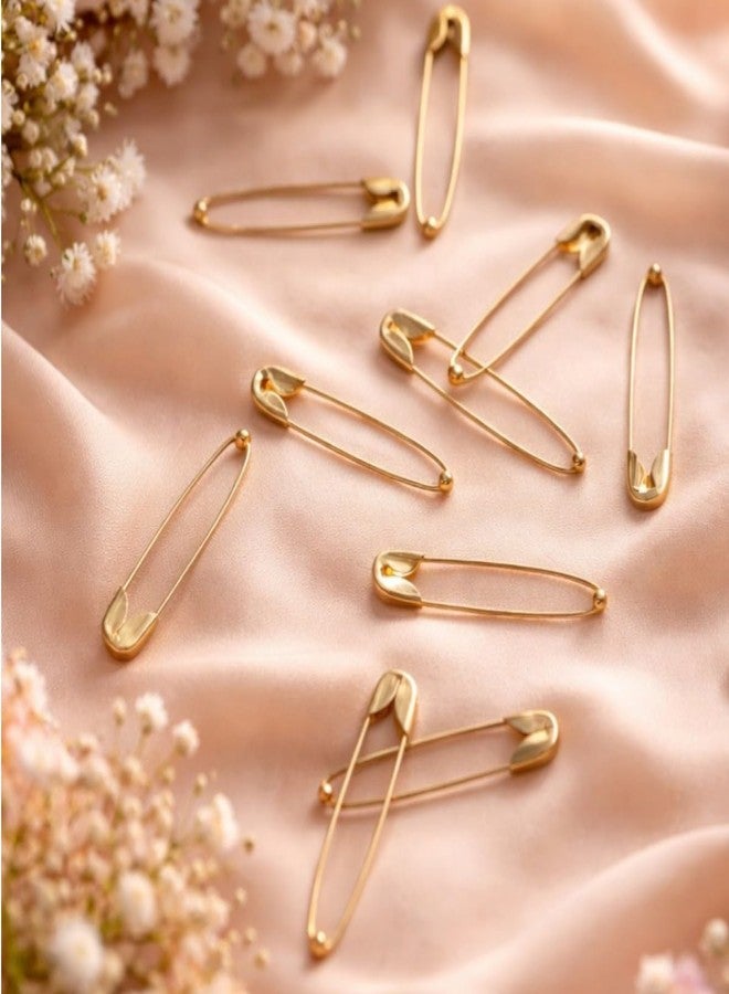Accessher Gold Plated Shiny Stainless Steel Material Safety Pins/Metallic Saree Pins/Hijab Pins with Secured Closure for Women and Girls Pack of 12 pcs. - Image 2
