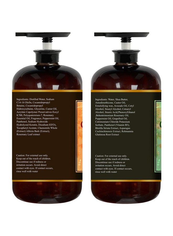إسينشالي كيتس مجموعة شامبو وبلسم Essentially KateS Castor Oil Rosemary Mint بحجم 16 أونصة سائلة، عبوة من قطعتين - يساعد على الحصول على شعر أكثر كثافةً وصحةً - خالٍ من الكبريتات والبارابين - Image 2