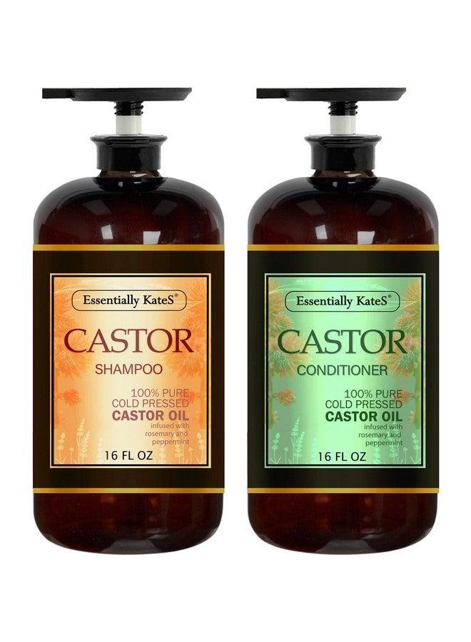 إسينشالي كيتس مجموعة شامبو وبلسم Essentially KateS Castor Oil Rosemary Mint بحجم 16 أونصة سائلة، عبوة من قطعتين - يساعد على الحصول على شعر أكثر كثافةً وصحةً - خالٍ من الكبريتات والبارابين - Image 1