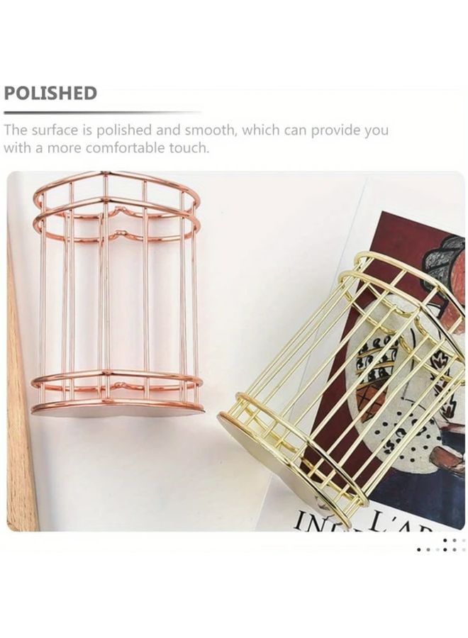 Golden Heart Shaped Pen Holder Desk Organizer For Pens Brushes And Cosmetics - Image 4