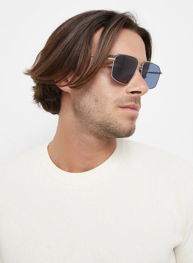 30Sundays 30Sundays ANCIENT,Men Sunglasses, Geometric Sunglasses, UV Protection: UV400 (Silver,Blue)