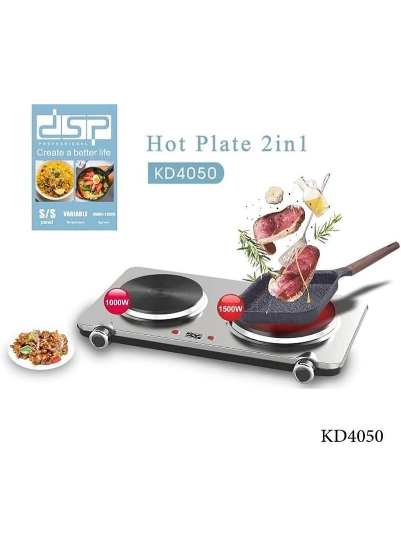 DSP 1000W & 1500W KD4050 Dual Cooker Silver - Image 2