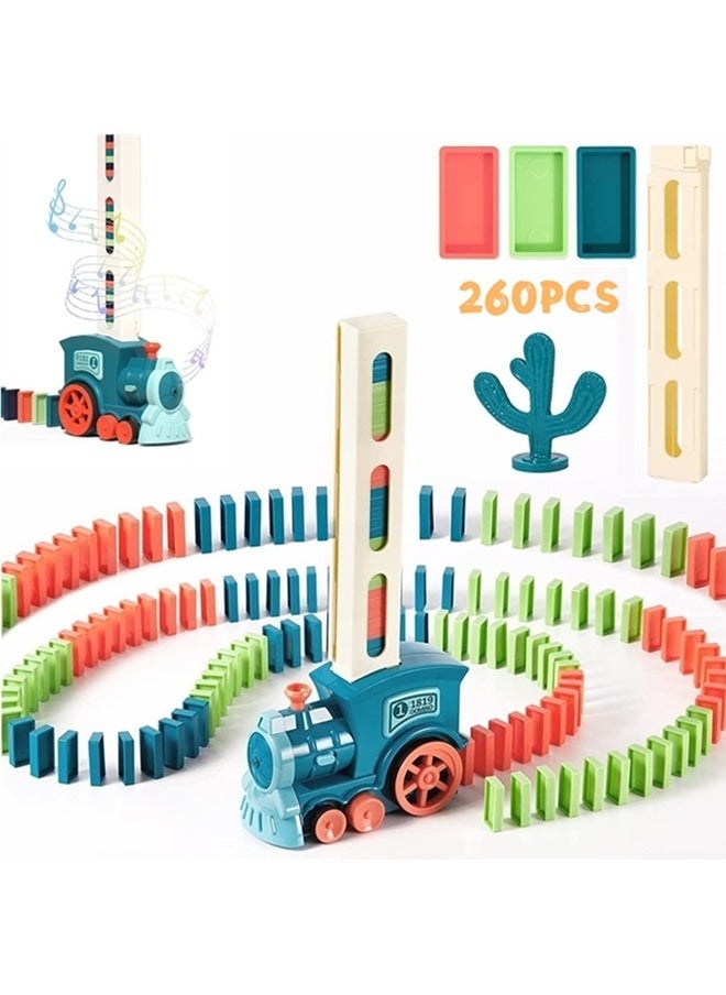 Beauenty Kid's Domino Train Blocks Set,Domino Train Toy Blocks Domino Set Building And Stacking Toy,Automatic Laying Domino Building Game Puzzle Diy Train Toy,For 3+ Year Old Boys Girls - Image 1