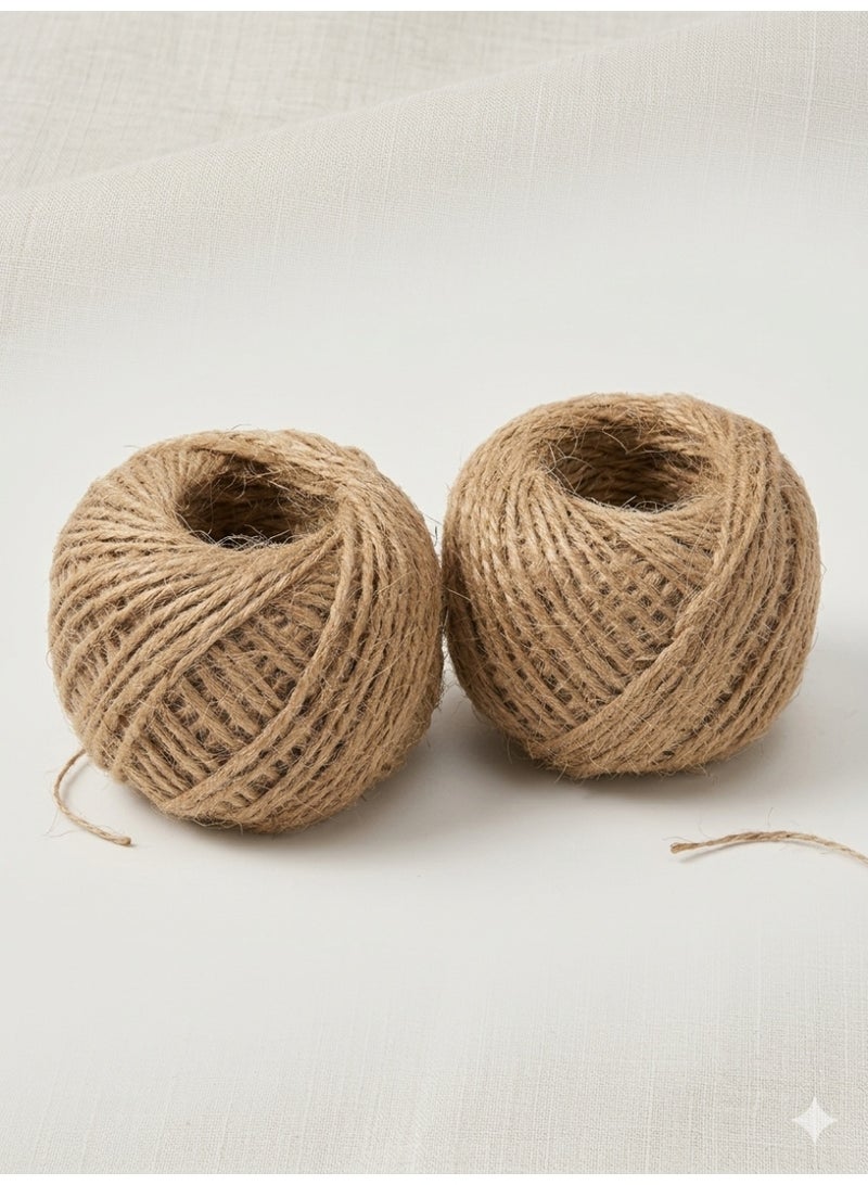 cartogivz 2 Rolls Natural Jute Rope 2mm × 50M – 2-Ply Heavy Duty Jute Twine for Crafts, Gardening & Decoration - Image 1