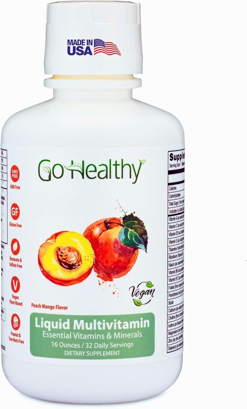 Go Healthy Natural Liquid Multivitamin Peach Mango Flavor for Men and Women - Image 1