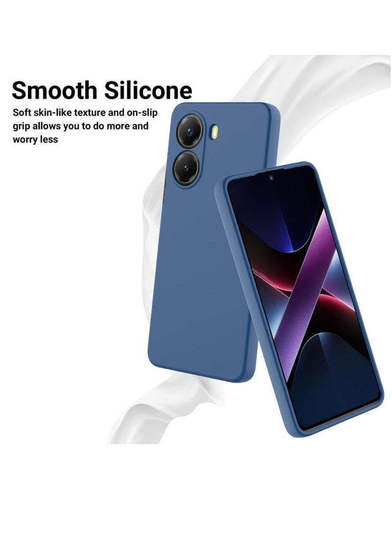 ELTRAZONE Xiaomi Poco X7 Pro 5G 2025 Premium Soft Liquid Silicone Case Cover – Navy Blue, Shockproof, Anti-Scratch, Slim Fit, Full Protection - Image 3