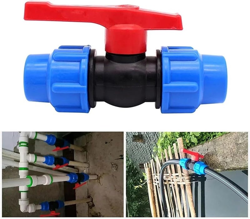 صمام كرة أزرق 32 مم مع خيط خارجي لسباكة المنزل والحمام والمطبخ - Image 4