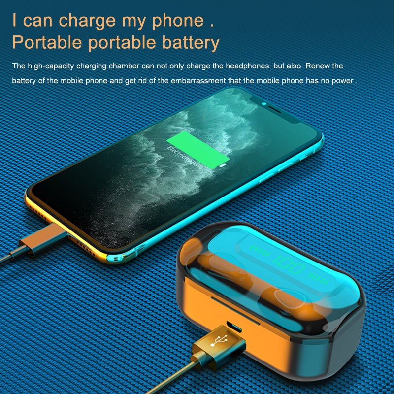 MR-G20 True Wireless Earphone BT 5.1 Mini Headsets Sport Earbuds LED Display HD Call with Mic USB Output Power Bank - Image 5