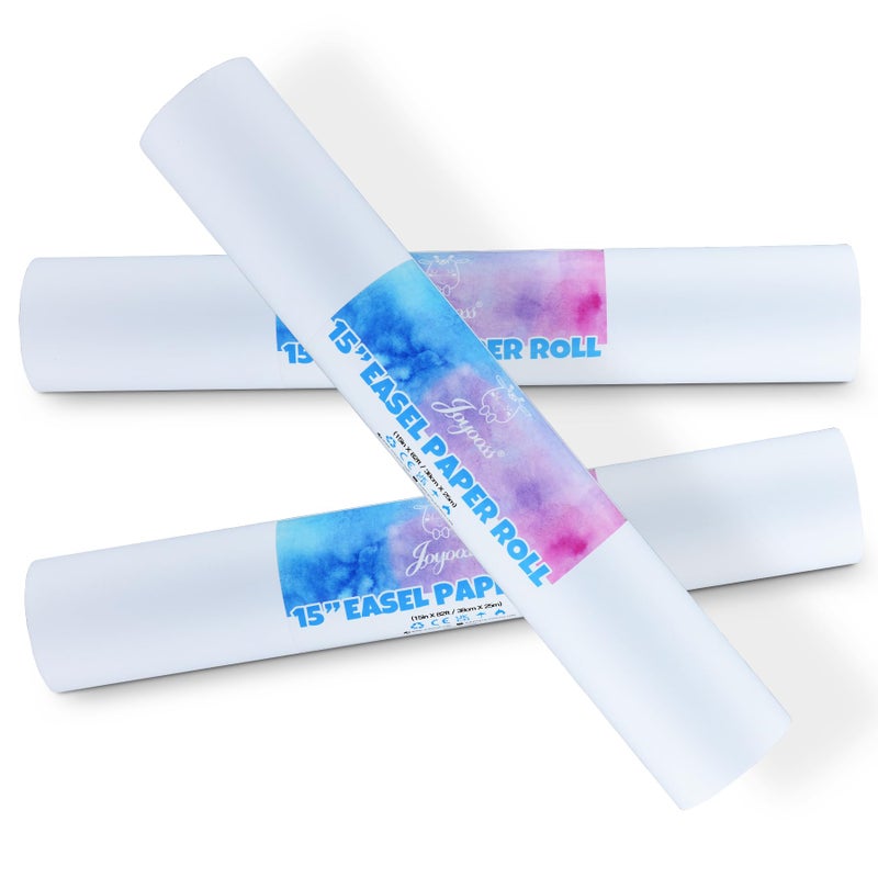 Joyooss Easel Paper Roll Drawing Art Paper Roll for Kids 15 x 984 82 3 Pack Painting Roll of Paper Kid Art and Craft Coloring White Paper for Kids Wrapping Gift Activity