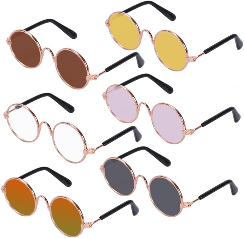 Garneck 6pcs Funny Pet Sunglasses Adorable Eyewear for Dogs Cats Durable Gold Frame for Party Fun Pet Photography Costume Accessory - Image 1