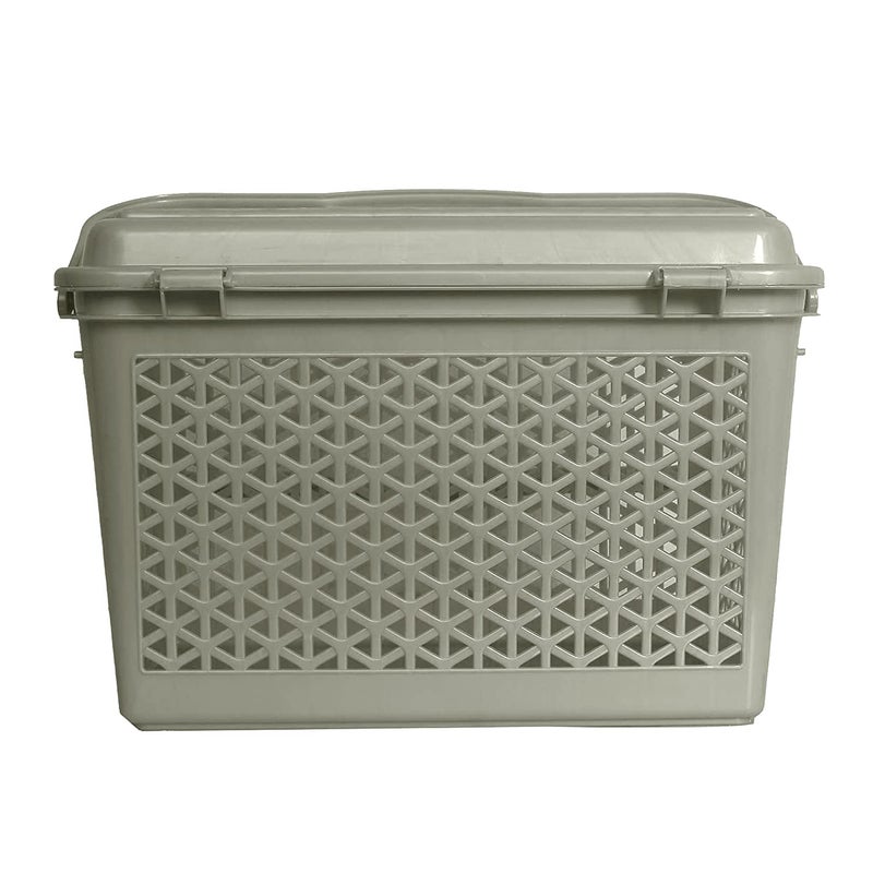 Kuber Industries Plastic Trendy Shopping Small Storage Bin|Basket with Handles for Shower|Closet & Kitchen|Garden & Bathroom|Size 36 x 26 x 24 (Grey) - Image 4