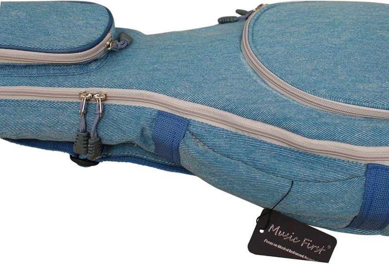 MUSIC FIRST Original Design 15mm Thick Padded Vintage & Retro Jeans Cloth/Denim A & F Style (Standard) Mandolin Gig Bag (Soft Case) Fits Most A Mandolins - Image 4