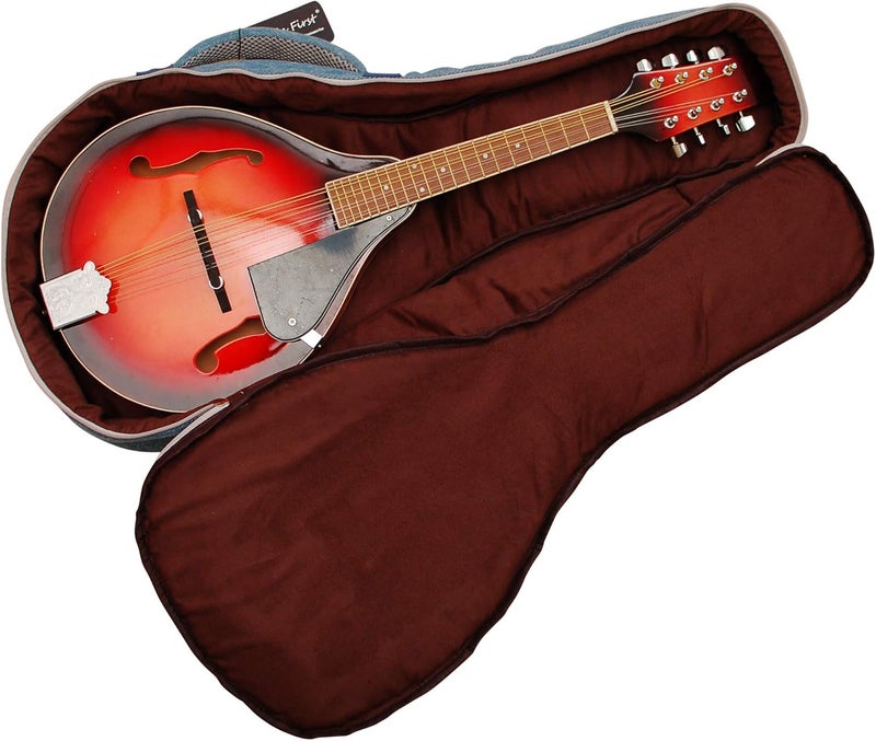 MUSIC FIRST Original Design 15mm Thick Padded Vintage & Retro Jeans Cloth/Denim A & F Style (Standard) Mandolin Gig Bag (Soft Case) Fits Most A Mandolins - Image 2