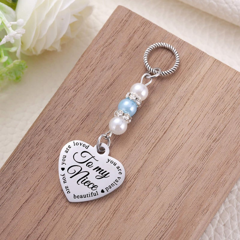 MIXJOY Wedding Gift for Niece, Something Blue Pearl Bouquet Garter Charm, Elegant Engagement Gifts, Bridal Shower, Wedding Day Accessory with Blue Pearl Ribbon for Bride to Be from Aunt - Image 2