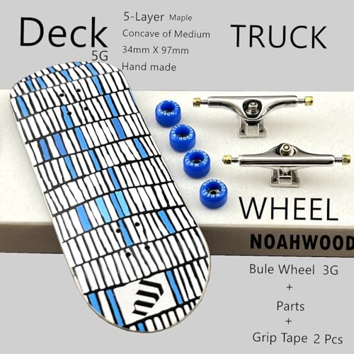 NOAHWOOD PRO Fingerboards Finger Skateboards(NW9.0 Kickflip Deck 98mmx34mm 5-Layer Colour Maple Wooden Handmade)+(NW Prince 34mm Trucks)+(NW ii Logo Handmade Wheels)(Fance) - Image 2