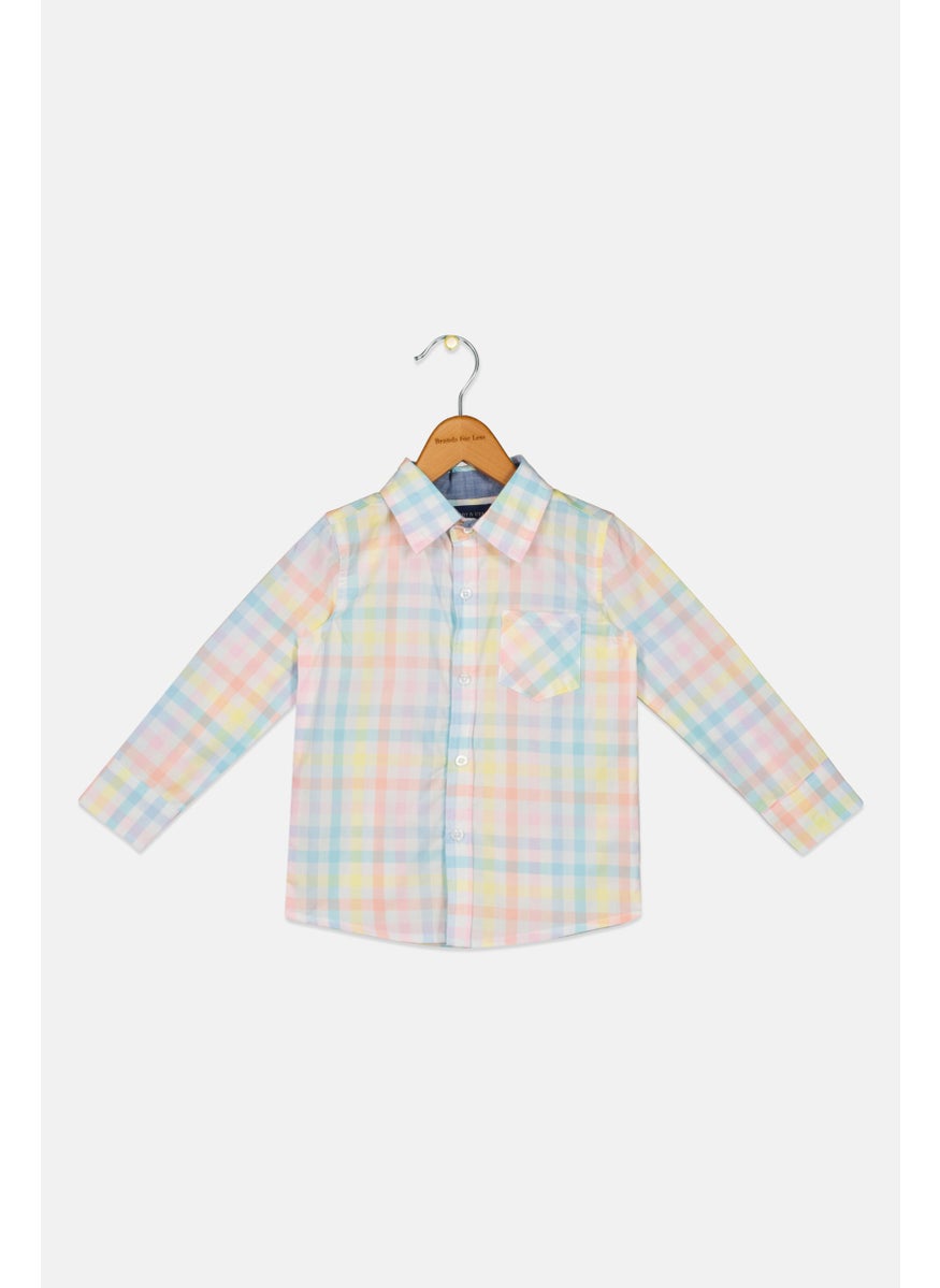 Andy & Evan Kids  Boy Checkered Long Sleeve Casual Shirt, Yellow  - Image 1
