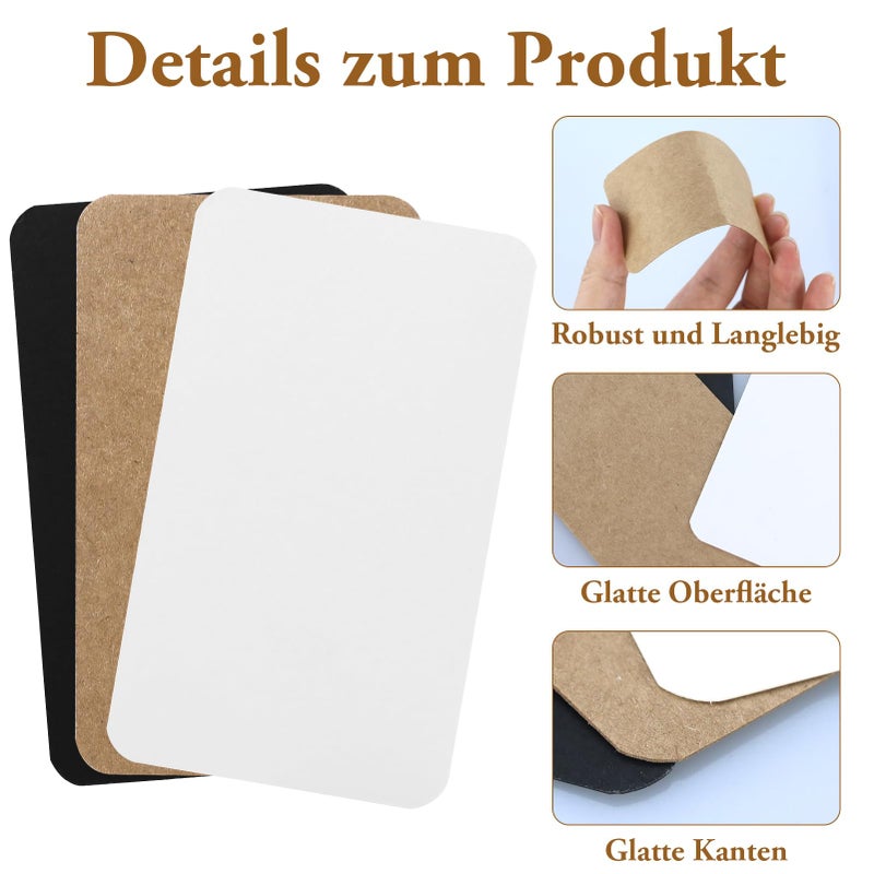 SZYLJSY 60 pieces (black/white/brown) blank kraft paper cards, index cards, blank paper, business cards, learning cards, memory, postcards to design yourself for message memory - Image 5