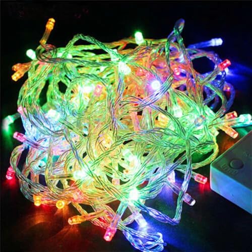 KHIZAR Fairy String Lights 10 Meter 100 LED Multi-Color Gel Wire – Decorative LED Lights for Bedroom, Room Decor, Ramadan Decorations, Christmas, Party, Home & Wall Decoration - Image 3