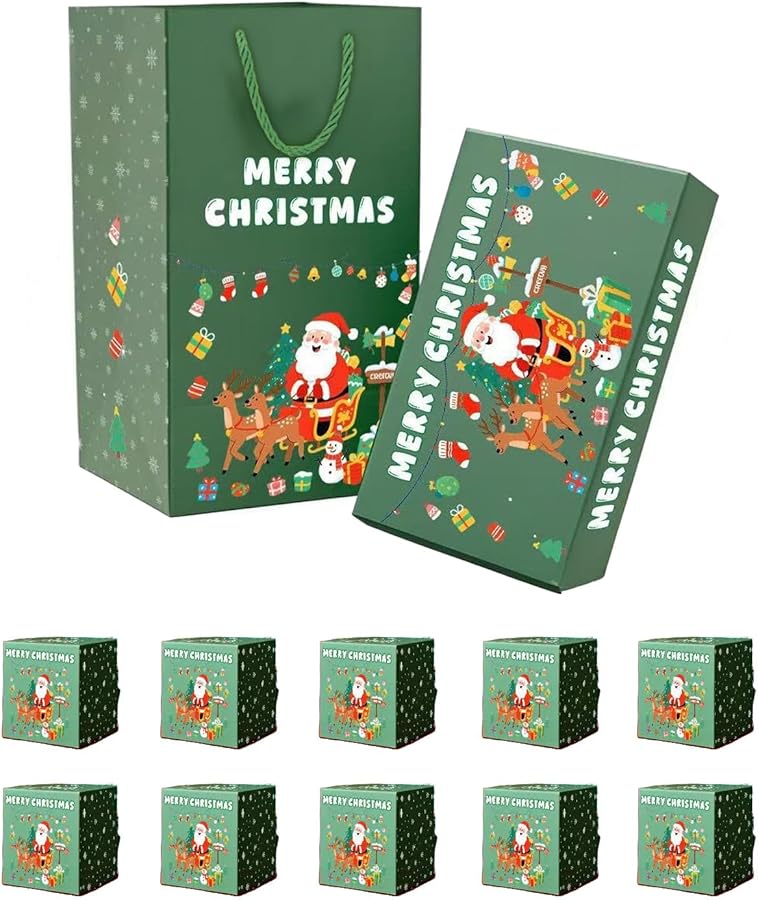 مجموعة زينة صندوق القفز الأخضر لعيد الميلاد مع آلية مفاجئة لحفلة العطلة - Image 2