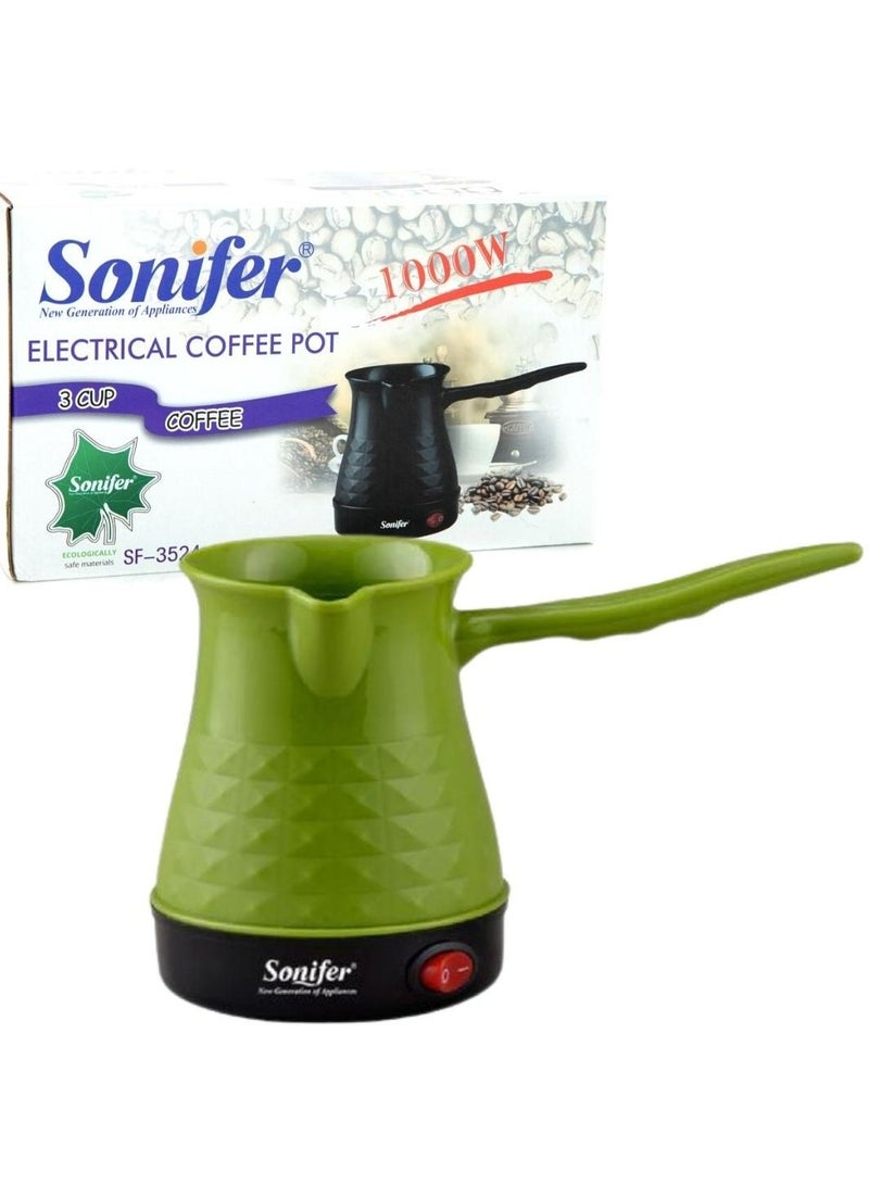 آلة صنع القهوة التركية ARTC Sonifer Sf3524 جهاز تدفئة 1000 وات أخضر  - Image 1