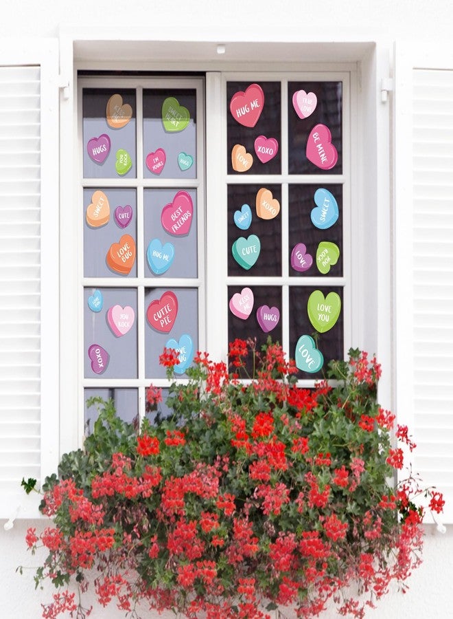 وولاين مجموعة ملصقات نوافذ عيد الحب من والين، 9 أوراق، ملصقات نوافذ ملونة على شكل قلوب محادثة قابلة لإعادة الاستخدام للمنزل والمكتب والمدرسة وحفلات الزفاف، مقاس 7.9 × 11.8 بوصة - Image 3