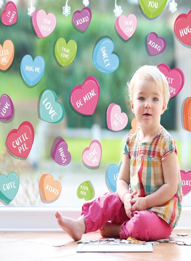 وولاين مجموعة ملصقات نوافذ عيد الحب من والين، 9 أوراق، ملصقات نوافذ ملونة على شكل قلوب محادثة قابلة لإعادة الاستخدام للمنزل والمكتب والمدرسة وحفلات الزفاف، مقاس 7.9 × 11.8 بوصة - Image 4