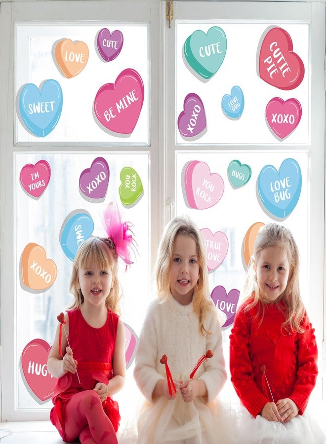 وولاين مجموعة ملصقات نوافذ عيد الحب من والين، 9 أوراق، ملصقات نوافذ ملونة على شكل قلوب محادثة قابلة لإعادة الاستخدام للمنزل والمكتب والمدرسة وحفلات الزفاف، مقاس 7.9 × 11.8 بوصة - Image 5