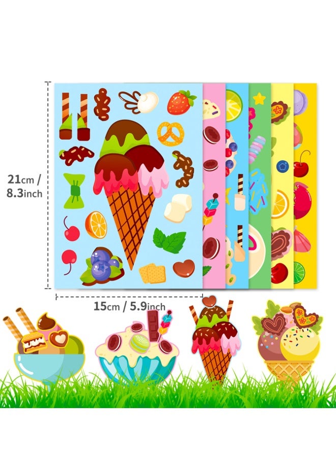 HALAMODO 18 PCS Ice Cream Make a Face Stickers, Cute Summer Dessert Mix and Match Sticker Party Games, Make Your Own Ice Cream Stickers DIY Crafts for Summer Party Supplies School Reward Birthday Gifts - Image 4