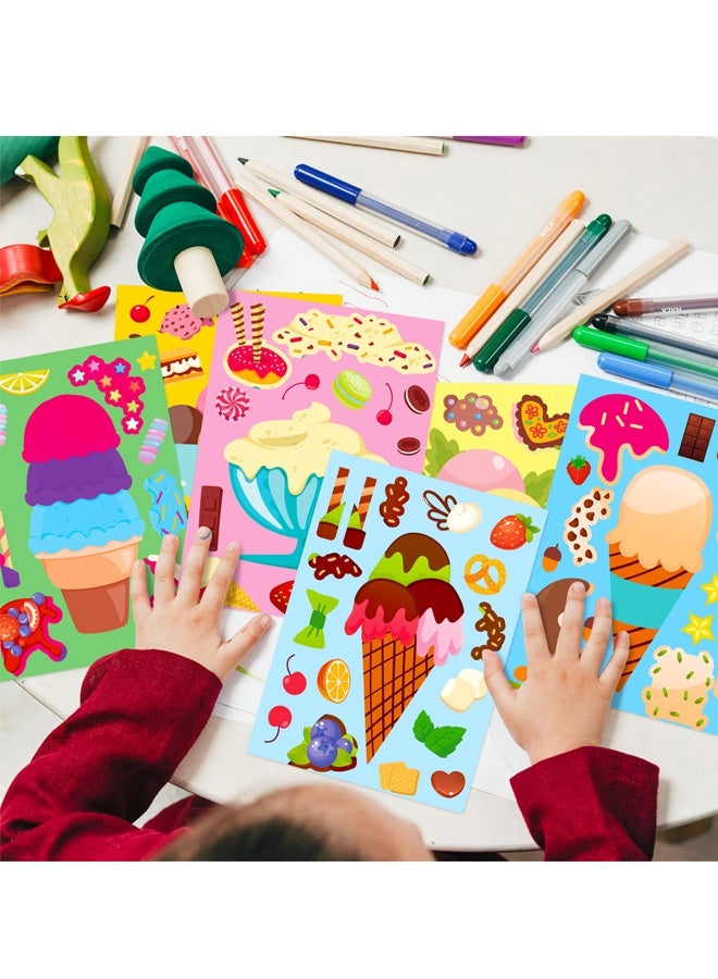 HALAMODO 18 PCS Ice Cream Make a Face Stickers, Cute Summer Dessert Mix and Match Sticker Party Games, Make Your Own Ice Cream Stickers DIY Crafts for Summer Party Supplies School Reward Birthday Gifts - Image 5