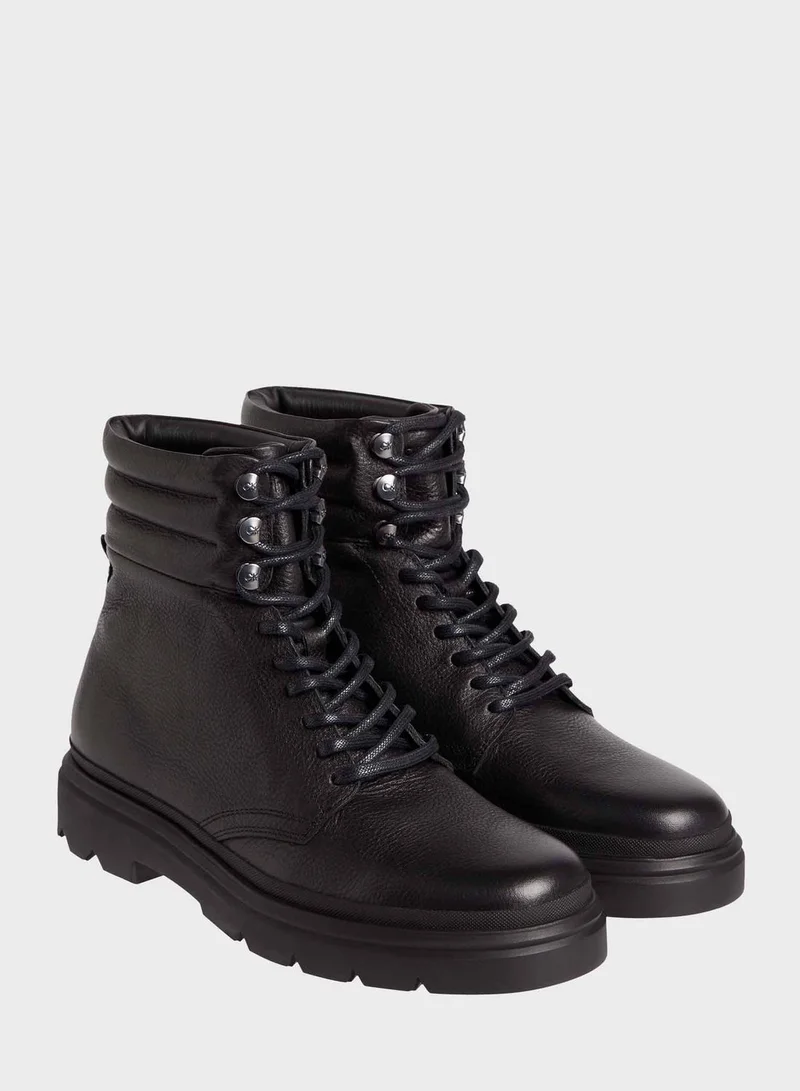 CALVIN KLEIN Combat Leather Boots