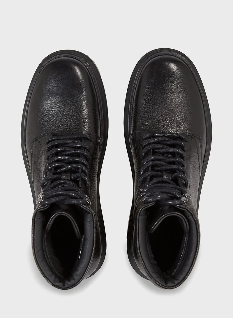CALVIN KLEIN Combat Leather Boots