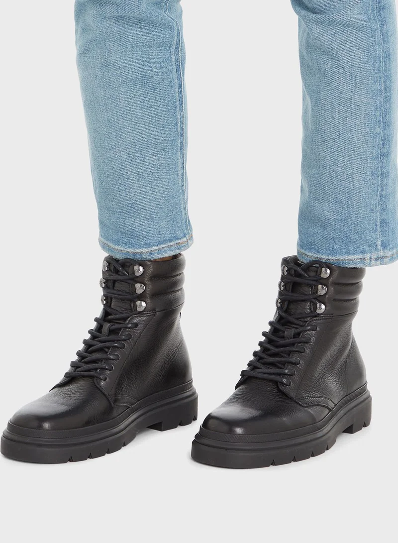 CALVIN KLEIN Combat Leather Boots