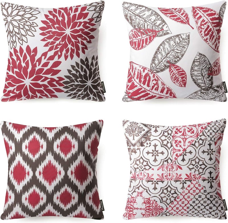Phantoscope Red New Living Series Decorative Throw Pillow Case Cushion Cover 18" x 18" 45cm x 45cm Set of 4, Pack of 4 - Image 1