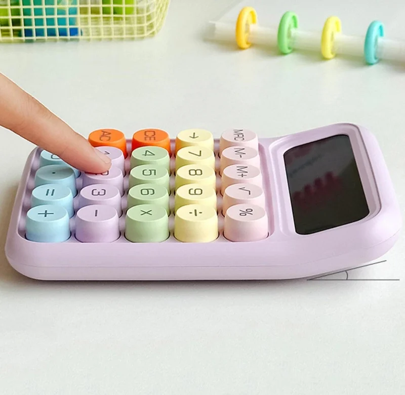 Hane216 Calculator Typewriter Style Large LCD Display Easy-to-Read Round Key Calculator 25 Keys