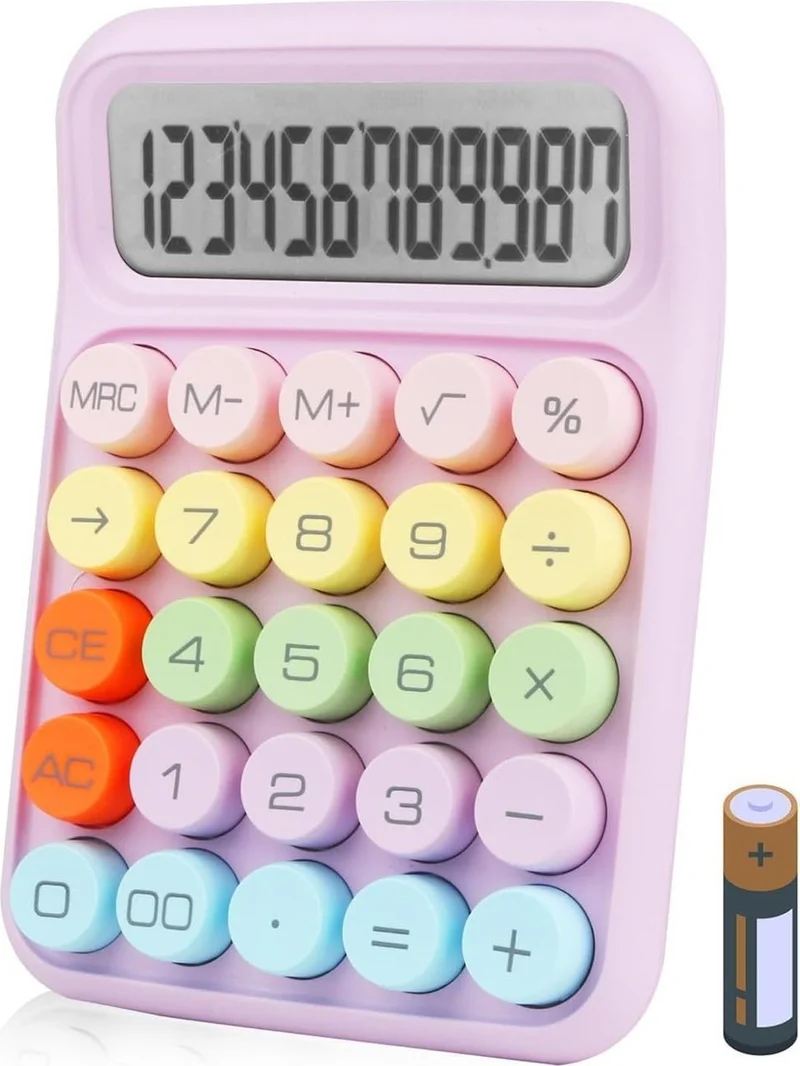 Hane216 Calculator Typewriter Style Large LCD Display Easy-to-Read Round Key Calculator 25 Keys