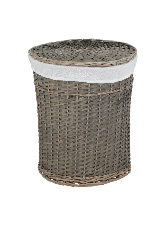 HoneyBee 2-Piece Natural Willow Round Laundry Hamper Set Grey 50 x 43 x 43 cm 1908635LM