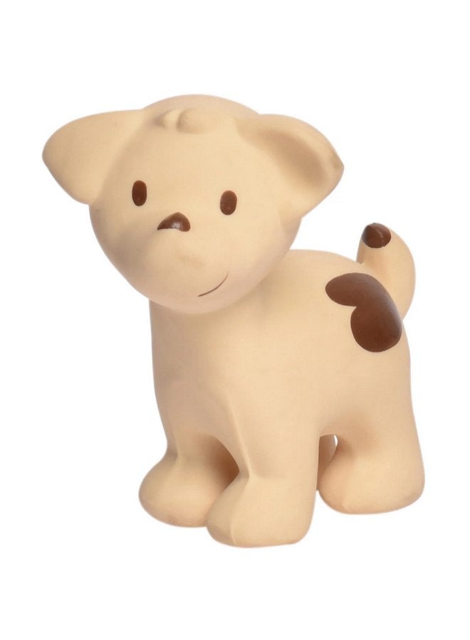 Tikiri Puppy Organic Natural Rubber Rattle, Teether & Bath Toy - Image 1