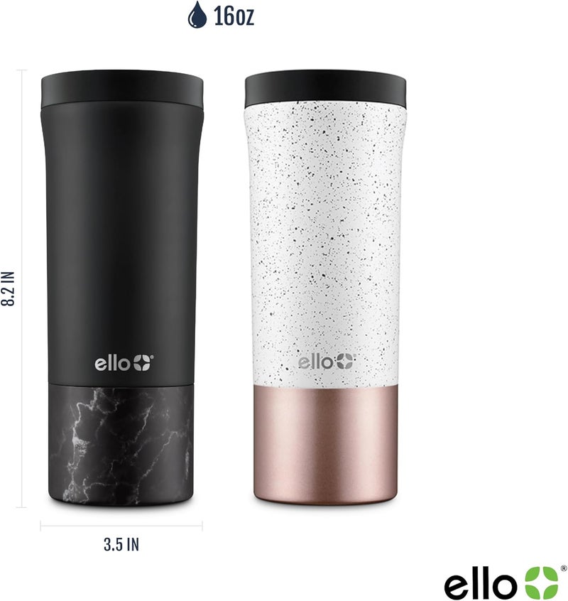Ello Miri 16oz Vacuum Insulated Stainless Steel Travel Mug, Leak-Proof Slider Lid, Keeps Hot for 5 Hours, Perfect for Coffee or Tea, BPA-Free, Fits Most Cupholders, Holiday Gift, Black - Image 3