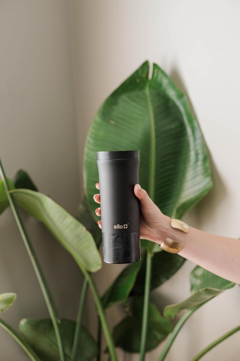 Ello Miri 16oz Vacuum Insulated Stainless Steel Travel Mug, Leak-Proof Slider Lid, Keeps Hot for 5 Hours, Perfect for Coffee or Tea, BPA-Free, Fits Most Cupholders, Holiday Gift, Black - Image 4