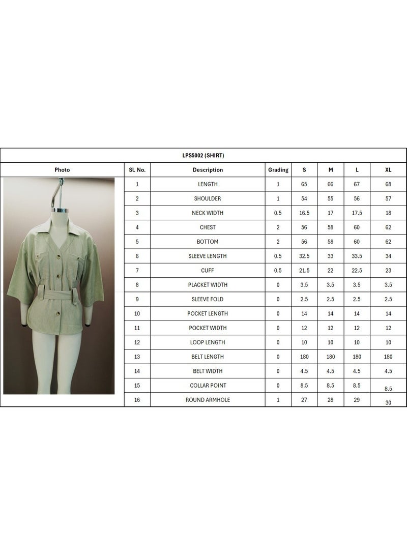لـيـنـيـل Linelle Khaki Striped Belted Shirt & Wide-Leg Co-Ord Set - Image 4