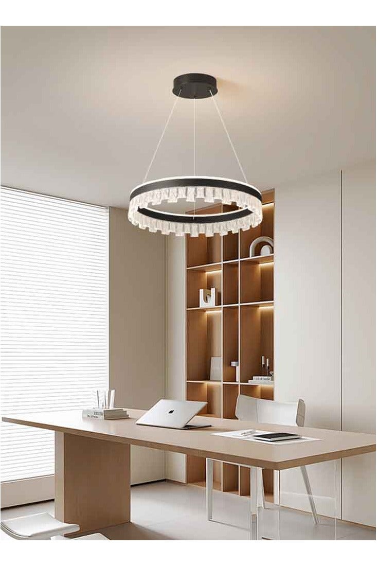 ERENYEA Modern LED Chandelier 1 Ring 19.7in Pendant Lighting for Kitchen Island 50W Dimmable LED Pendant Ceiling Light Black Hanging Light Fixtures with Remote for Kitchen Dining Room Bedroom Living Room - Image 3