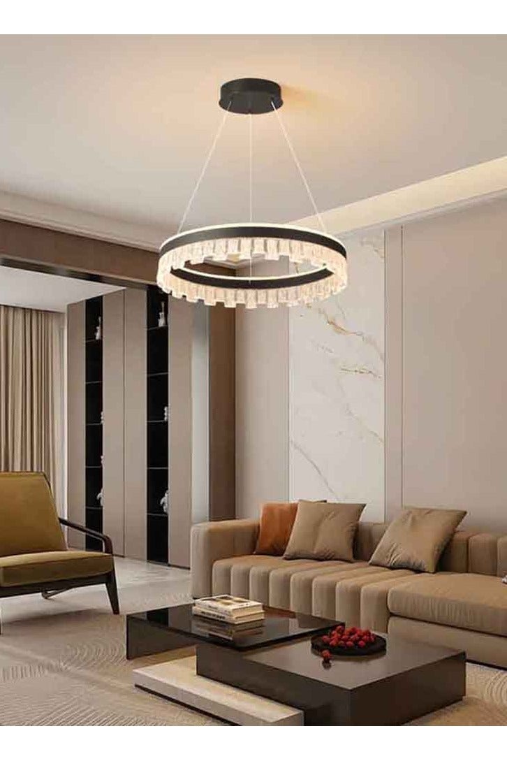 ERENYEA Modern LED Chandelier 1 Ring 19.7in Pendant Lighting for Kitchen Island 50W Dimmable LED Pendant Ceiling Light Black Hanging Light Fixtures with Remote for Kitchen Dining Room Bedroom Living Room - Image 2