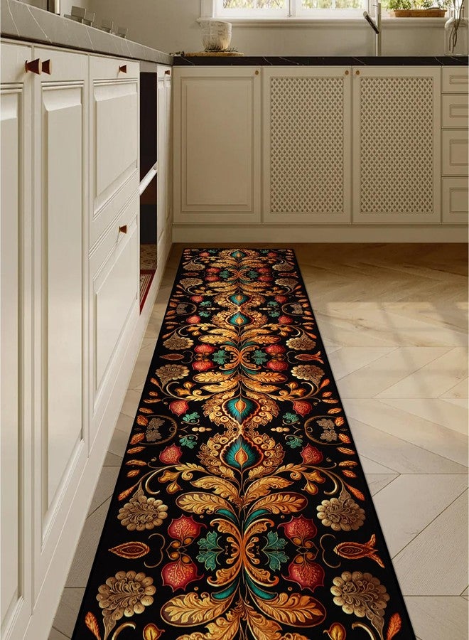 GUG Washable Corridor Runner Rug for Bedroom Kitchen Laundry Corridor Balcony, Non-Slip Vintage Hallway Rug Runner with Upgrade Rubber Backing, Stain Resistant Faux Wool Distressed Carpet (94.5" x 23.6") - Image 5