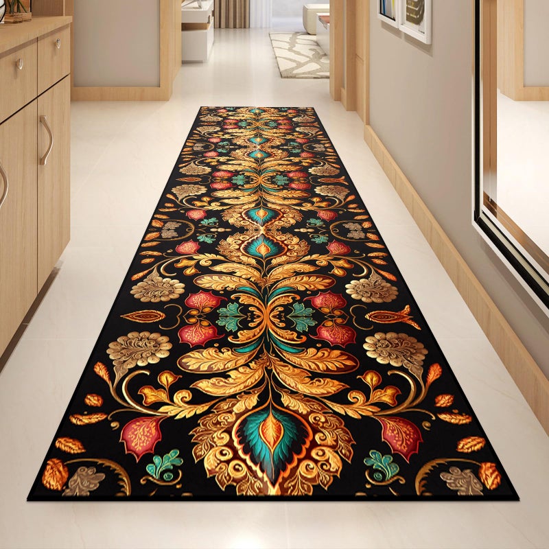 GUG Washable Corridor Runner Rug for Bedroom Kitchen Laundry Corridor Balcony, Non-Slip Vintage Hallway Rug Runner with Upgrade Rubber Backing, Stain Resistant Faux Wool Distressed Carpet (94.5" x 23.6") - Image 1