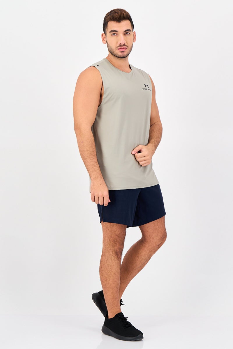 UNDER ARMOUR Men UA Rush Loose Fit Sleeveless Training Vest, Sage Green - Image 4